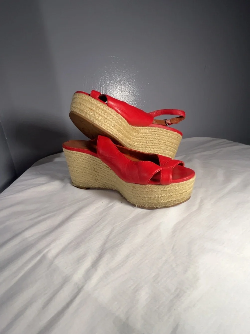 Via Spiga Coral Red Espadrille Platform Wedge Sandals Women’s Size - 6.5